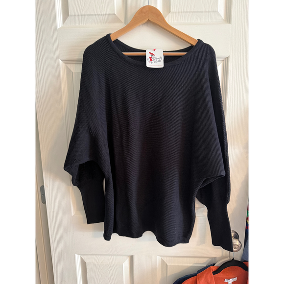 Perfectly Priscilla, User: None Sweaters - Perfectly Priscilla, User: None Perfectly Priscilla Black Batwing Long Sleeve Sw